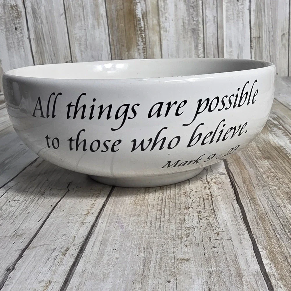Coventry Daily Blessings Porcelain Bowl Mark 9:23 & Gold Filigree Plates Set 4pc